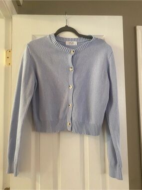 Light Blue Crewneck Button-Up Sweater